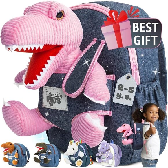 🆕 Girls Pink Stuffed Animal Toy Small Kids Dinosaur Toddler Backpack Gifts - Picture 1 of 9